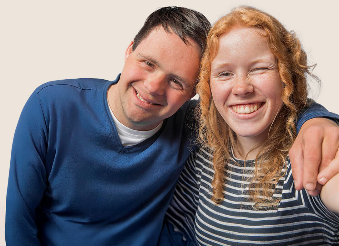 Man and Woman on a tan background